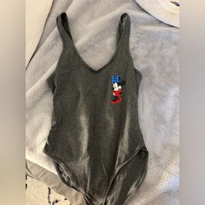 Disney Gray Bodysuit with Minnie Mouse